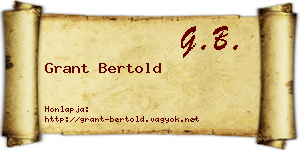 Grant Bertold névjegykártya